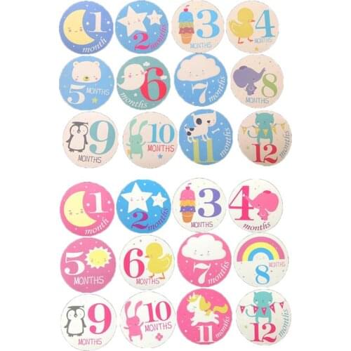 12 12 Pcs/set Pregnant Women Photography Monthly Stickers Fun Lovely Baby Cartoon Girls Boys Month 1-12 Picture Frame Decoration