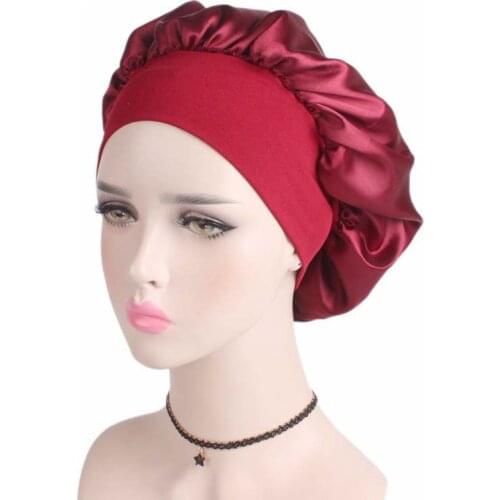 2018 New fashion hot sale women well chemo cap Beauty Salon Cap Night Sleep Cap Head Cover Satin Bonnet Hat