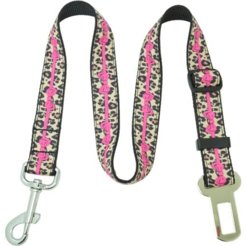 Leopard Dog Seatbelt, Dog Seatbelt Tether, Adjustable Dog Car Seat Belt, Pet Seat Belts for car. Dog Seat Belt for Dogs B0929