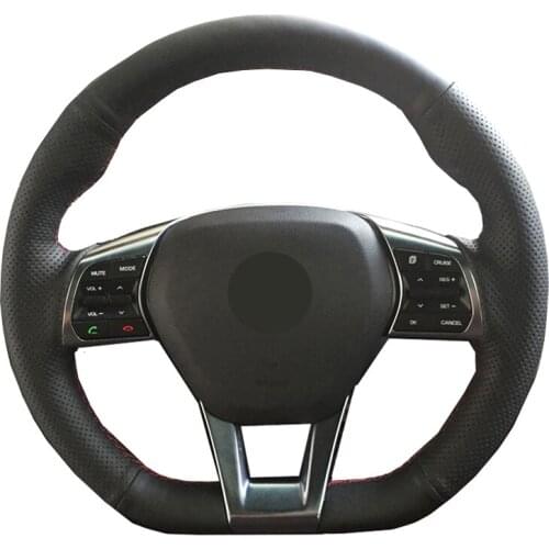 Hand Sewing Car Steering Wheel Cover Wrap Leather Suede Volant For Hyundai Sonata 9 (3-Spoke | D-Shape) 2015 2016 2017 2018 2019