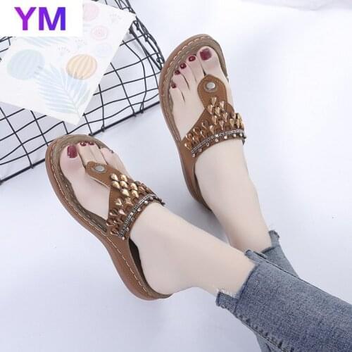2021 Womens Sandals Summer Beach Casual Shoes Platform Peep Toe Sandals Wedge Ladies Sandals Slip on Flip Flops Flats for Women