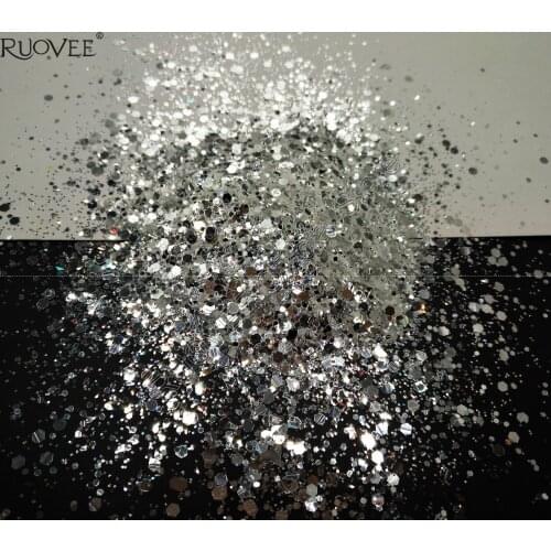 Mixed White Glitter Color with Silver Light Super Shining Hexagon Glitter Shape for Makeup Nail Glitter Craft Art Facepainting