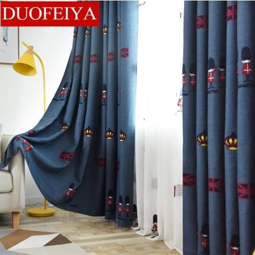Mediterranean Embroidered Curtains for Living Room Children Curtains Boys Curtains Soldiers Blackout Curtains for Bedroom