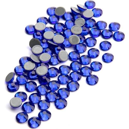 All Sizes Sapphire Hot Fix Rhinestone Super Bright Glass Strass Hotfix Iron On Crystal Rhinestones for Fabric Garment