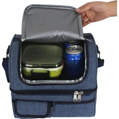 Lunch Bags Lunch Box for Women Dual Compartment Leakproof Reusable Thermal Cooler Bag Extra Large Roomy with Detachable Strap