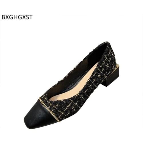 Loafers Shoes Woman Block Heels Slip on Shoes Woman Square Toe Heels Black Low Heels Shoes for Women 2021 Zapatillas De Mujer