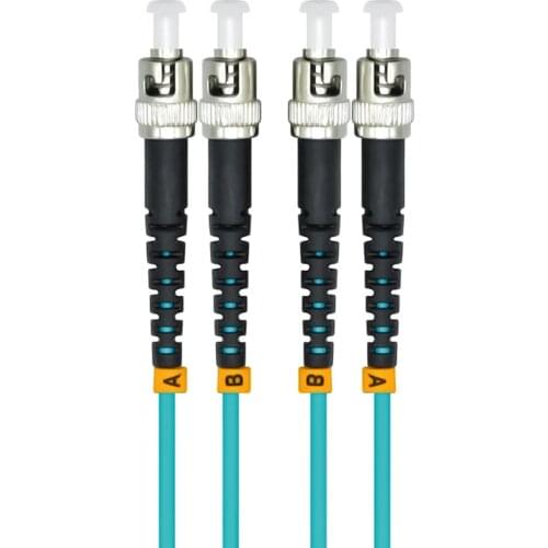 Indoor Armored 40 Meters ST-ST Duplex 10 Gigabit 50/125 Multi-mode Fiber Optical Cable OM3 Aqua 10GB ST to ST Patch Cord Jumper