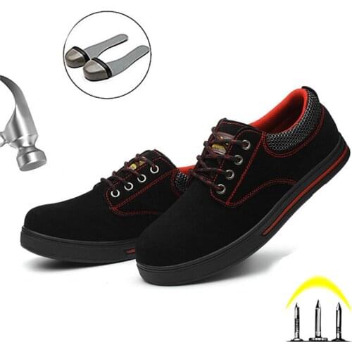 Steel Head Structure Protective Safety Shoes Non-Slip Breathable Rubber Outsole Fashion Work Shoes Lightweight Mens Shoes