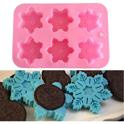 Christmas Snowflake Silicone Soap Moulds Silicone Fondant Cake Chocolate Mold Baking Pan Tray for Xams Ice Cube Tools
