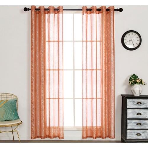 1 Pair- Maroon Silver Luxury Sheer Curtain for Window Living Room Tulle Drapes Modern Kitchen Voile Bedroom Home Decoration