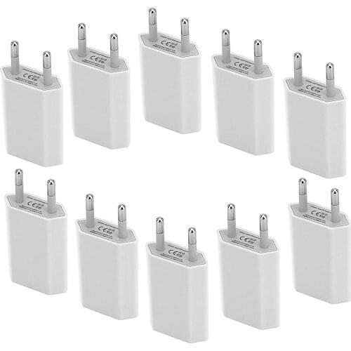 10Pcs/Lot USB Charger EU Wall Travel Charge Adapter For iPhone 8 7 6 6S Plus 5 5s 4 4s XS MAX X XR 8 7 6 6S Plus Charging
