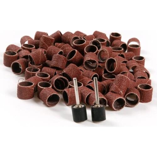 High Quality 100pcs Sanding Bands with 2pcs Sanding Drum Mandrel 6.35x13x3.175mm For Electric Nail Machine Nail Drill Bits Tools