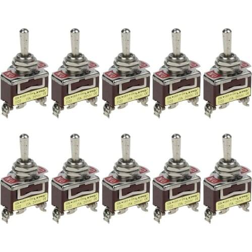 10pce toggle switch silver contact three feet three gear 1122 shake switch button switch 15A250V