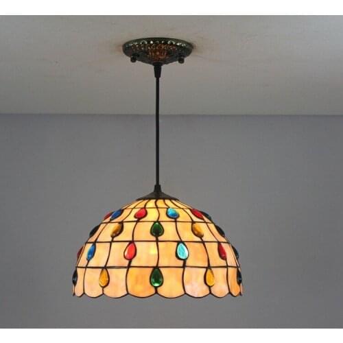12inch European Tiffany Mediterranean style natural shell pendant light for Bedroom E27 110-240V
