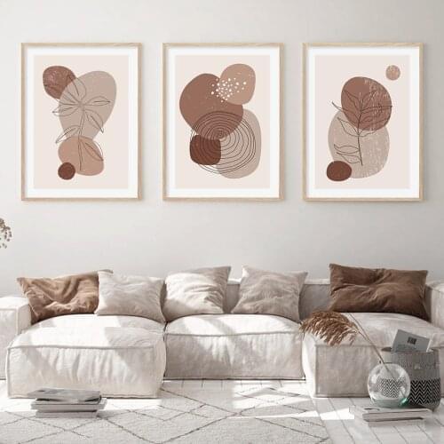 Abstract Geometry Round Line Leaf Canvas Painting Bohemia Wall Art Minimalism Posters and Prints Pictures for Living Room Decor