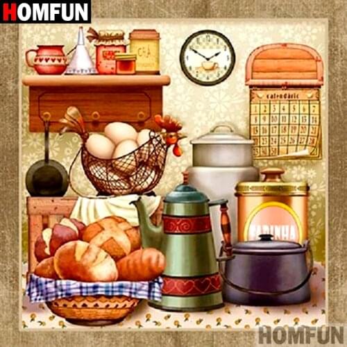 HOMFUN 5D DIY Diamond Painting Full Square/Round Drill "Cartoon kitchen" 3D Embroidery Cross Stitch gift Home Decor A08791