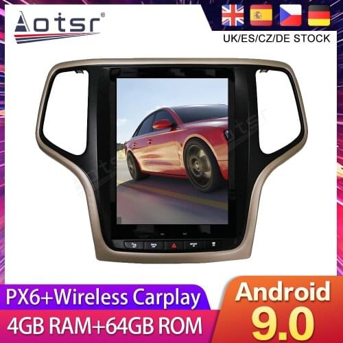 For Jeep Grand Cherokee 2008-2013 Tesla Styel Android 9 Car DVD GPS Navigation Radio Auto Stereo Multimedia Palyer HeadUnit 2DIN