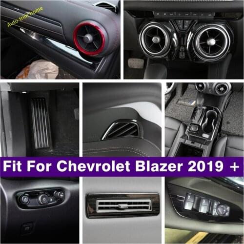 Black Brushed Interior Refit Kit Lift Button / Air AC / Gear Box / Head Lamps Panel Cover Trim For Chevrolet Blazer 2019 - 2021