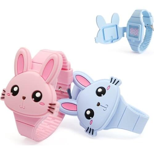 Kids Watches Children Cute Rabbit Cartoon LED Electronic Watch Boys and Girls Silicone Toy Wrist Watches Gifts Relogio Infantil