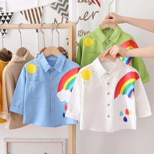 Kids Spring Thin Shirts Baby Long Sleeve Cartoon Shirts Kids Tops Tees Shirts Casual Blouse Toddler Fall Clothes
