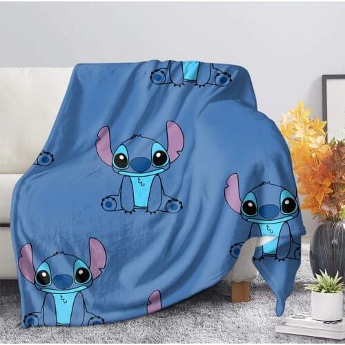 Disney Lilo & Stitch Flannel Blanket Cute Dumbo Bedding Children Boys Girls Flatsheet Bed Sheets Throw Quilt Home Bedroom Decor