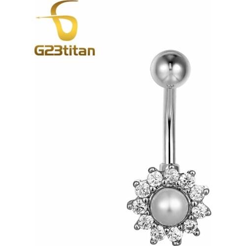 G23titan Pearl Navel Rings Sex Summer Accessories Beach Belly Button Jewellery Women Men Piercing Accessory