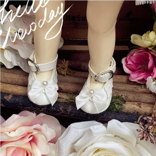 Kawaii 1/6 BJD shoes white color shoes with bowknot for 1/6 YOSD BJD shoes doll accessories doll shoes,shoes for dolls