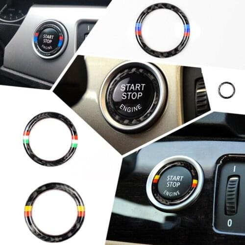Carbon Fiber Car Engine Start Stop Key Ring Trim Car Ignition Sticker for BMW E90 E92 E93 320i Z4 E89 3 Series Car Accessories