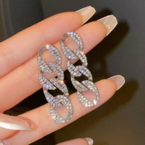 Korean Earrings Fashion Jewelry Long Temperament Crystal Chain Earrings Couple Oorbellen Statement Earrings Gifts For Women