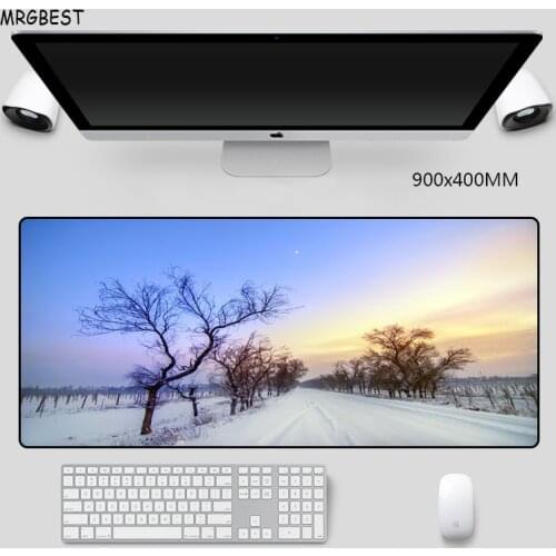 MRGBES Mouse-Pad Big Size Snow Scene High Quality Nature Anti-slip Rubber Keyboard Mats Long Precision Seaming Pad for LOL Gamer
