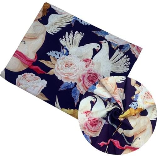 Beautiful Digital Printing 100% Cotton Fabric Dark Blue Bottom Cupid Pattern Sewing Material Children Fabric Diy Shirt Clothing