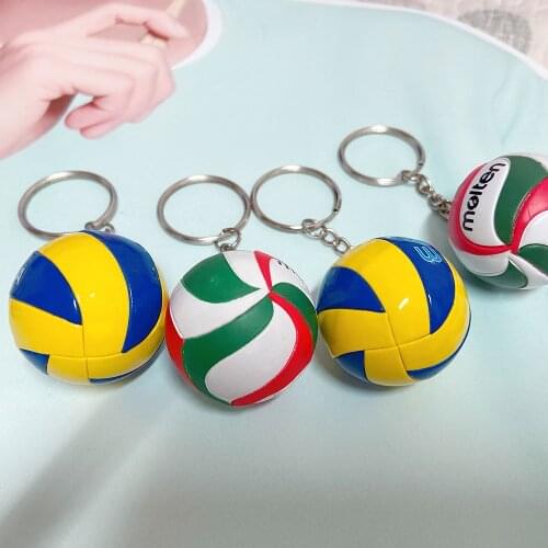 Fashion Leather Volleyball Keychain Mini PVC Volleyball keychain bag car keychain Ball Key toy Holder Ring For Men Women