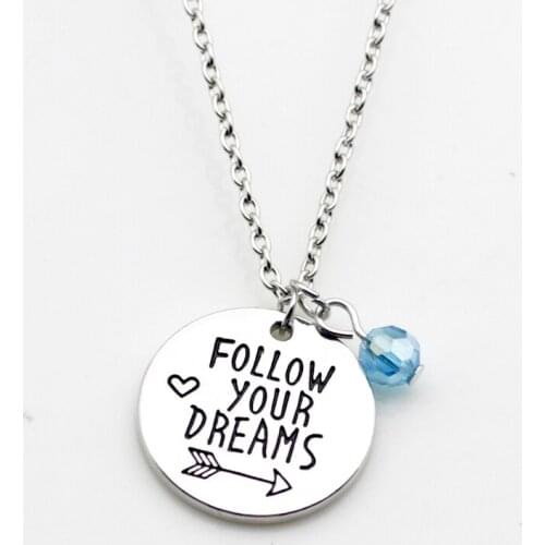 Fashion personality jewelry Follow your dreams heart arrow birth stone pendant necklace for Women N253