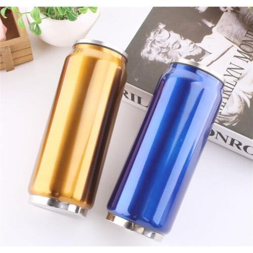 Stainless Steel Thermos Monochrome Water Bottle Vacuum Flask Straw Coffee Cans Cups Thermo Cup Mug 350/500ml