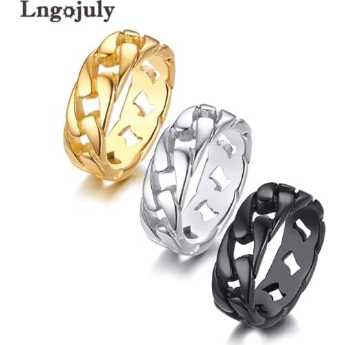 Fashion European And American Fashion Mens Motorcycle Titanium Steel 7MM Chain Ring For Man Anniversary Party Jewelry