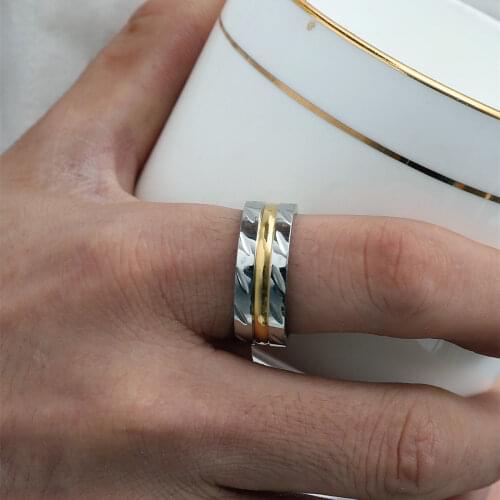 MANGOSKY 8MM Never Fade Gold Plated 316l Stainless Steel Ring Titanium Ring for Men