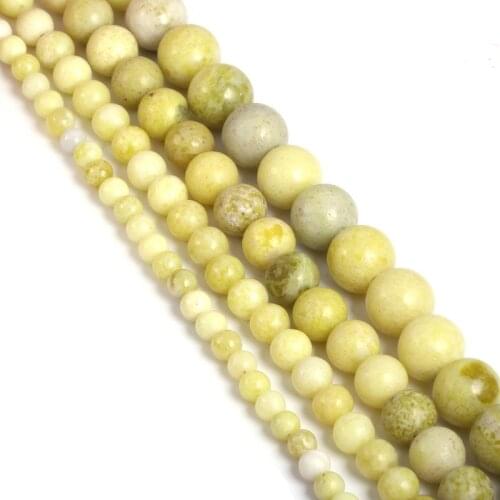 Wholesale Natural Lemon Jaspers Round Stone Beads Loose Beads DIY Making for Jewelry Necklace Bracelet 38cm