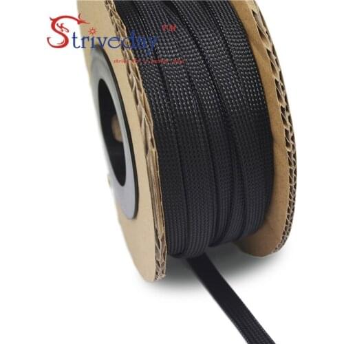 1/10/100 Meters Black - High quality 6mm Braid PET Expandable Sleeving High Density Sheathing Plaited Cable Sleeves
