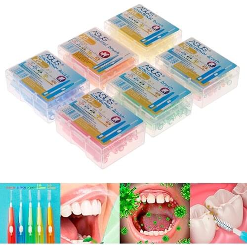 20pcs/box Interdental Brush Oral Hygiene Clean Between Teeth Oral Care Floss Brushes Dental Soft Plastic