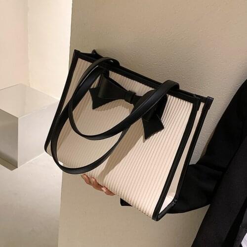 Trend Luxury Design Bow PU Leather Handbag For Ladies Casual Travel Shopping Business Tote Female Fashion Big Shoulder Bag