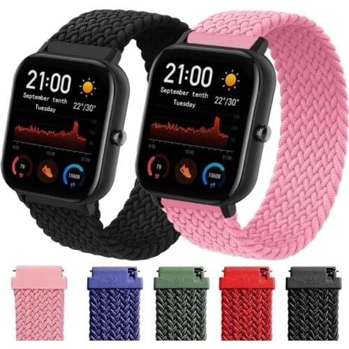 Fabric Braided Solo Loop Strap For Galaxy watch 3 Smart Watch 20mm 22MM Nylon Elastic Band For Amazfit GTS/GTS2 Mini For Huawei