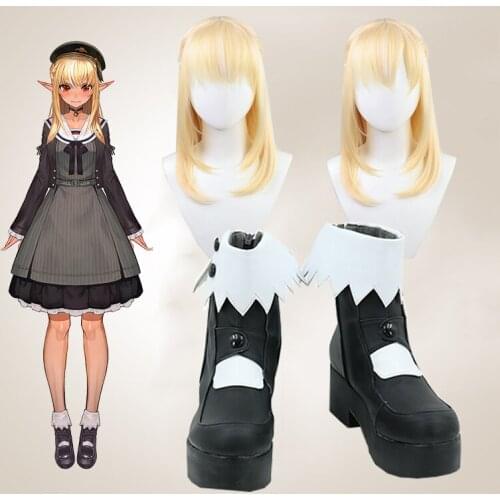 Unisex Anime VTuber Shiranui Flare Wig Boots Youtuber Girls Cosplay Blonde Braided Straight Heat Resistant Hair Custom made Shoe