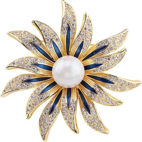 High Quality Luxury Sunflower Brooch Pin Garment Accessories Birthday Gift Brooches for Women Rhine Stone Broche Luxe