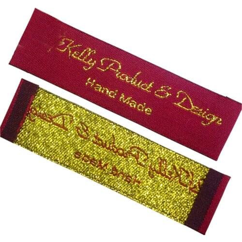 Customized Shiny Silver Garment Tag Handmade Woven Label For Clothing Metal Logo Sewing Accessories Fabric Tags For Needlework