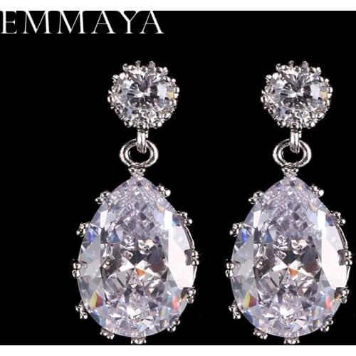 EMMAYA Brand CZ Jewelry Classic Big Water Drop Luxury Cubic Zirconia Crystal Stone Wedding Bridal Earrings For Brides