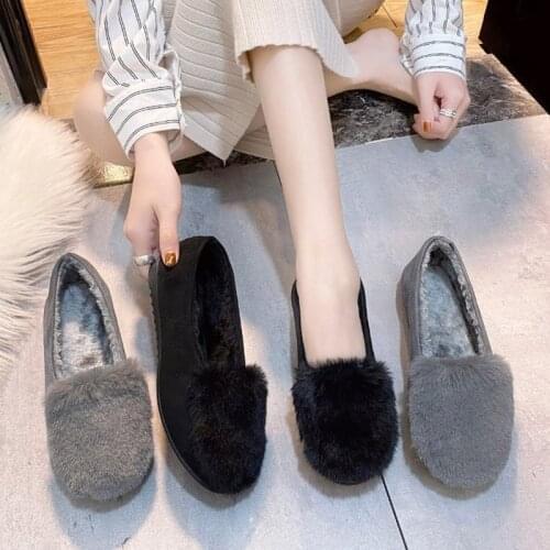Woman Loafers Casual Moccasins Flats Warm Fur Moccasins Casual Creepers Rubber Shoes Woman Footwear Loafers Female Slip On Shoes