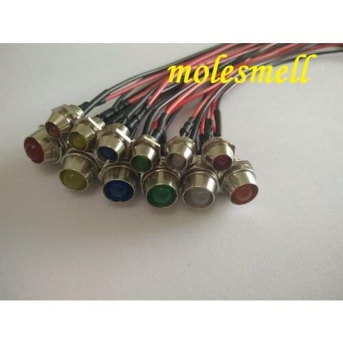 5pcs 3mm/5mm 24V DC Pre-Wired diffused LED + Chrome Bezel Holder Light red yellow blue green white orange warm white diffused