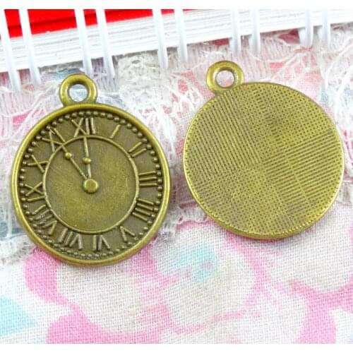 50pcs/lot 21.5*17.7MM Antique Bronze Plated Zinc Alloy Charms Clock Pendants DIY Jewelry Findings