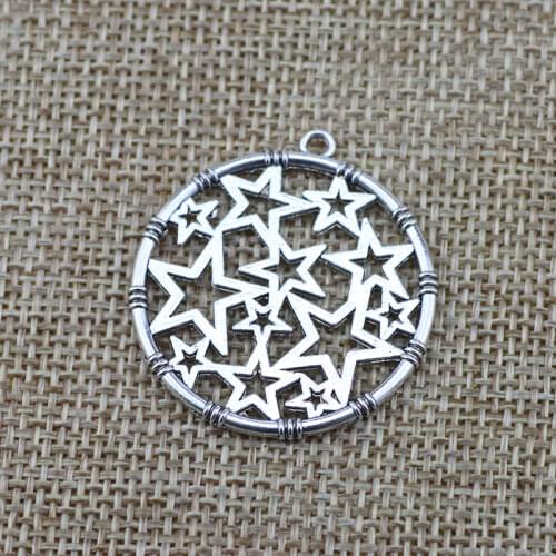 Newest 6Pieces 32*35mm Mixed Alloy Antique Silver Color Litter Stars Charms Bracelet Pendant Accessory For DIY Jewelry Making