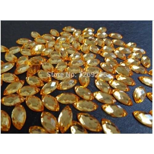 600pcs 6*12 light gold Sew On Acrylic Crystal Rhinestone Navette Shape Flatback m015